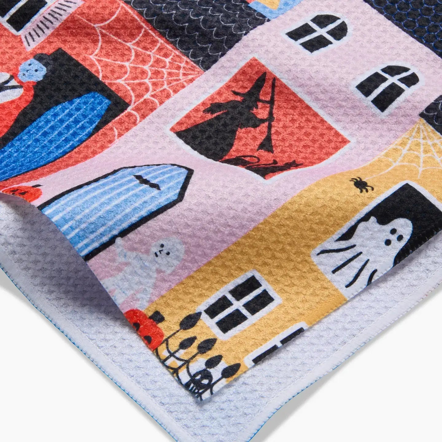 tea towel - microfiber halloween - trick-or-treat night by geometry house