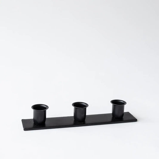 candlestick holder - triple taper - wrought iron by millstream home