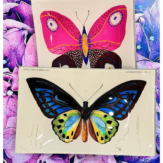 glass tray - decoupage - tropical butterfly by ben's garden