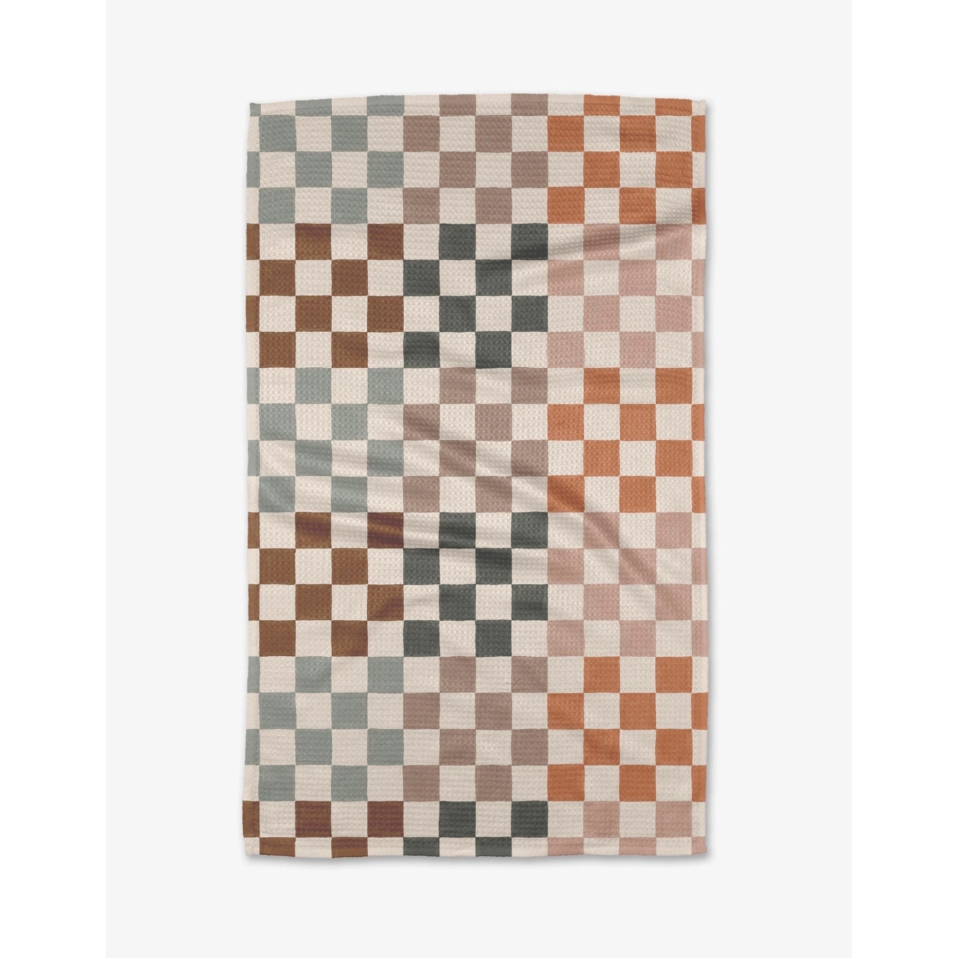 microfiber tea towel - muted checkers by geometry house