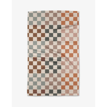 microfiber tea towel - muted checkers by geometry house