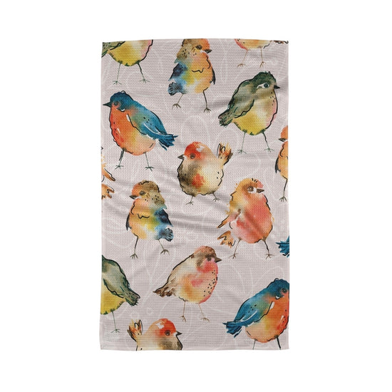 tea towel - microfiber - tweet tweet birds by geometry house