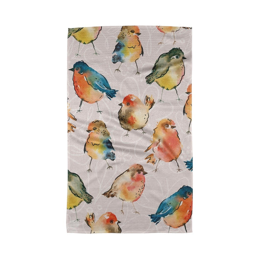 tea towel - microfiber - tweet tweet birds by geometry house