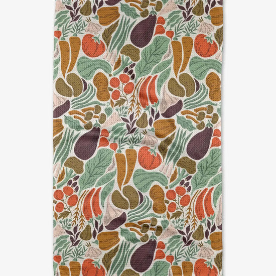 tea towel - microfiber autumn - twila (harvest veggies) by geometry house