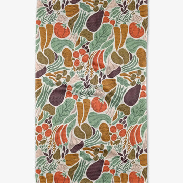 tea towel - microfiber autumn - twila (harvest veggies) by geometry house
