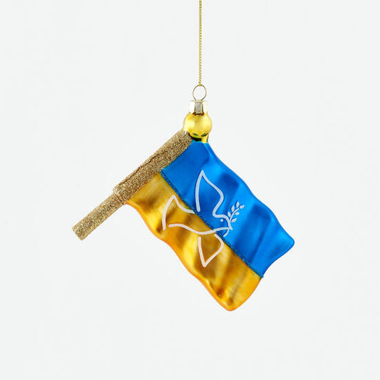 ornament - 3d glass - ukrainian flag by one hundred 80 degrees