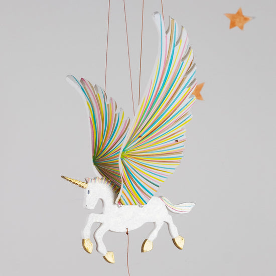 mobile - flying - unicorn golden by tulia's artisan gallery