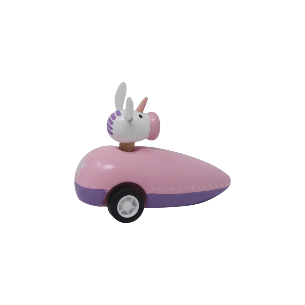 toy - pull back racer - unicorn by jack rabbit creations