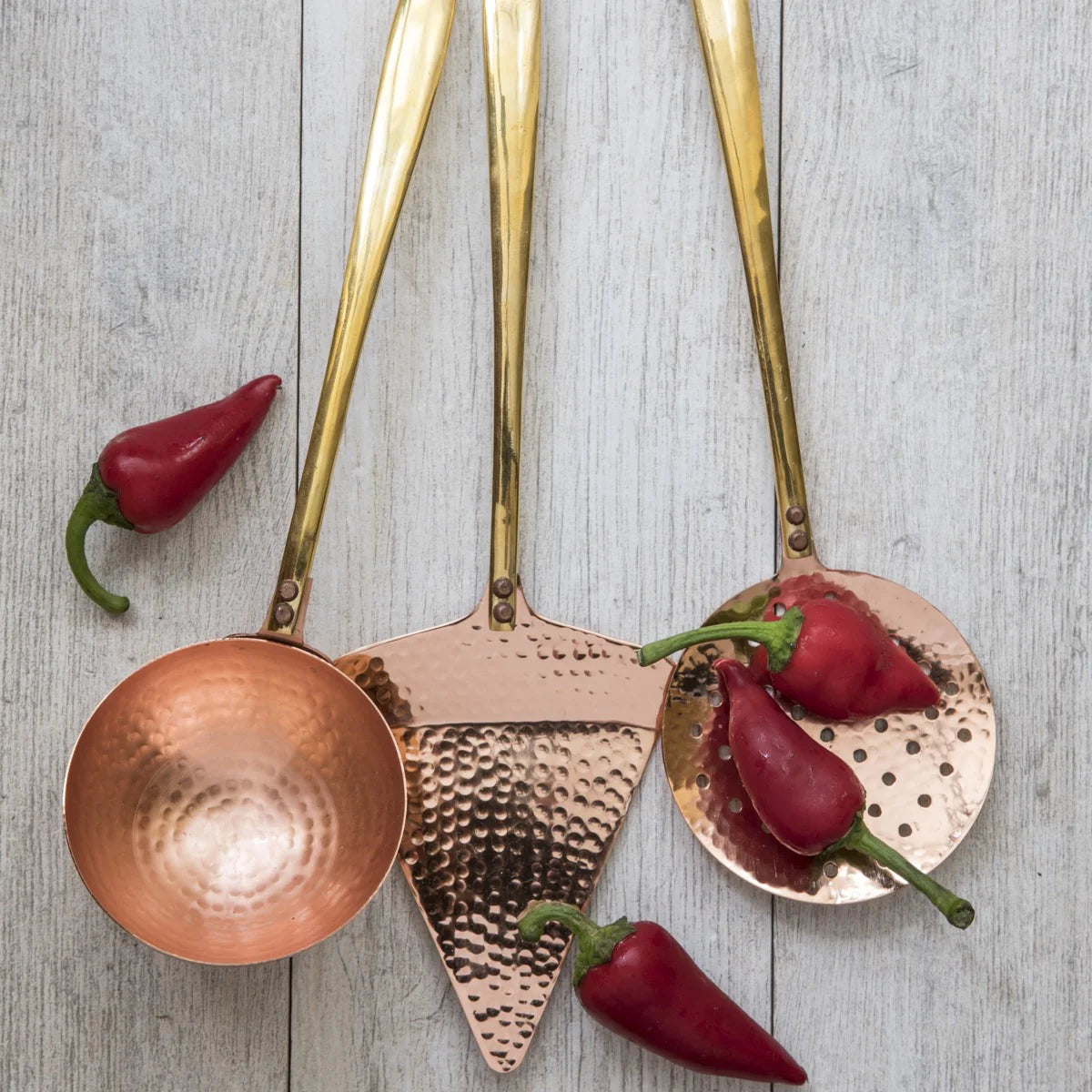 skimmer spoon - camden - hammered copper by be home