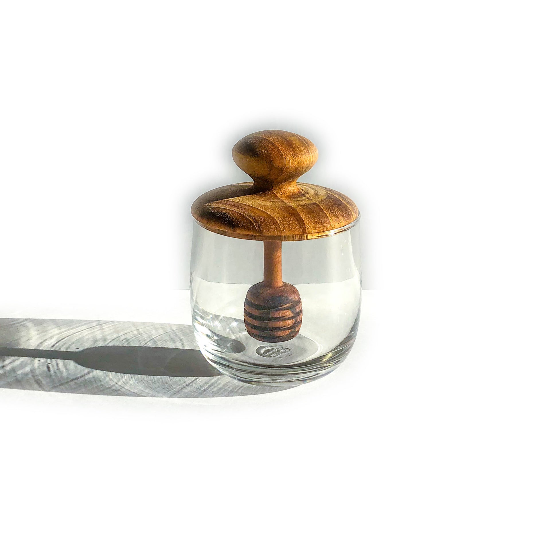honey jar - mini - teak & glass by be home