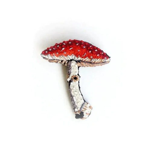 brooch pin - fly amanita mushroom by trovelore