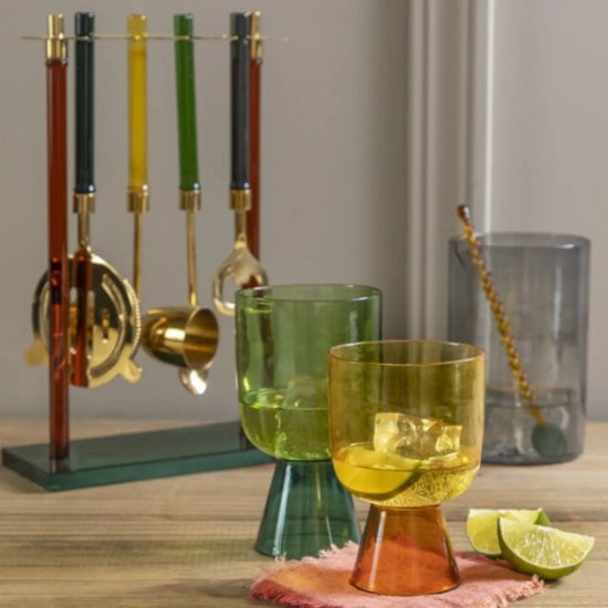 glass tumbler - niko tall - teal + green by be home