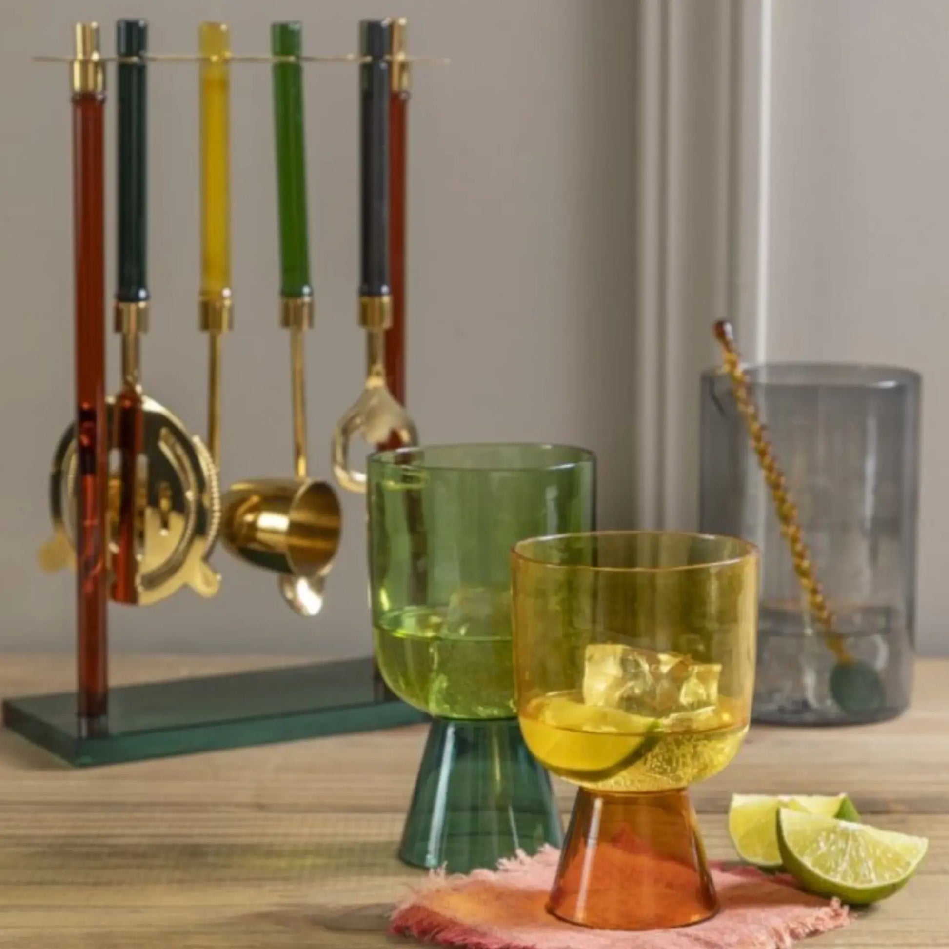 glass tumbler - niko tall - teal + green by be home