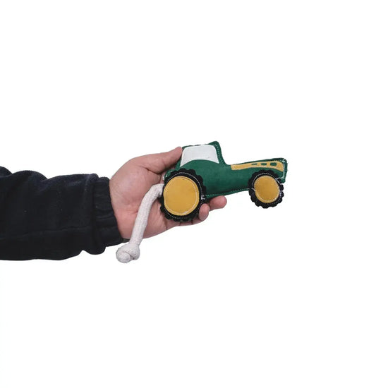 dog toy - green tractor - vegan leather by jojo modern pets