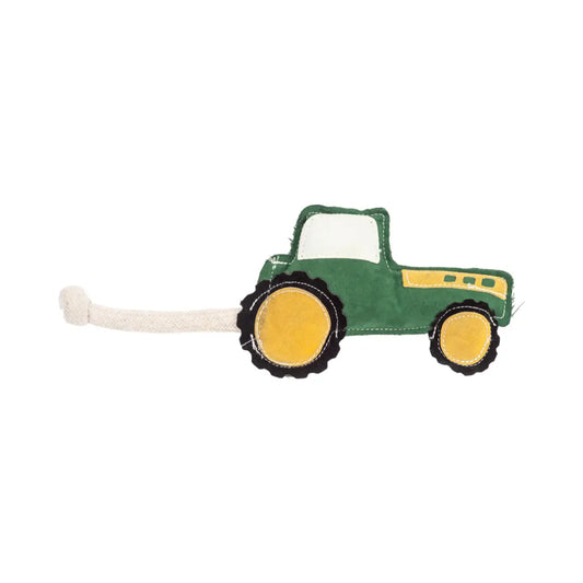 dog toy - green tractor - vegan leather by jojo modern pets