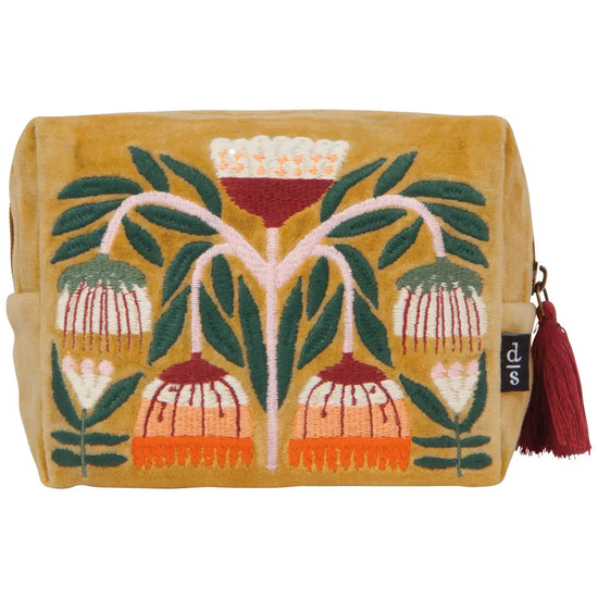 pouch - embroidered velvet - venus - ochre by now designs