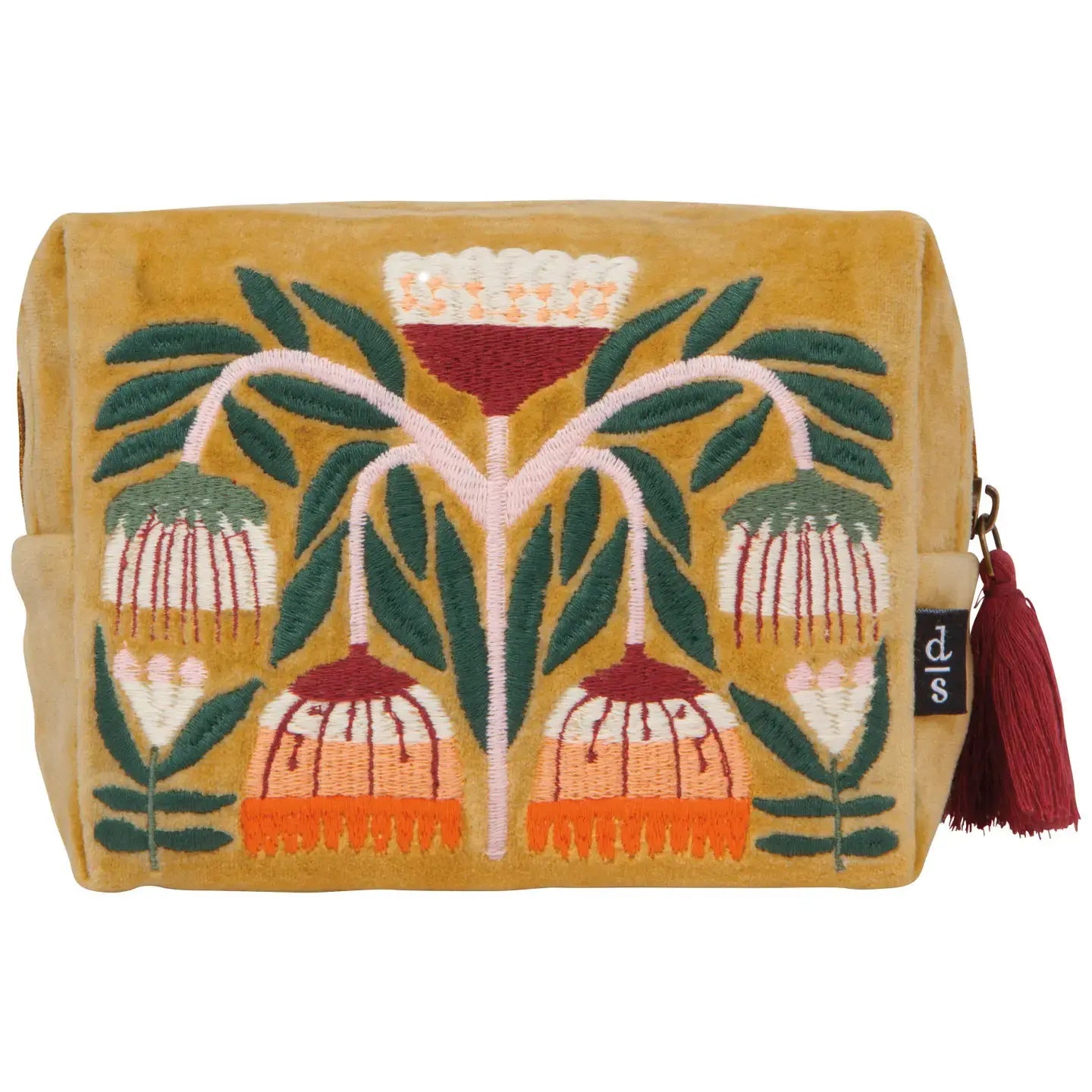 pouch - embroidered velvet - venus - ochre by now designs