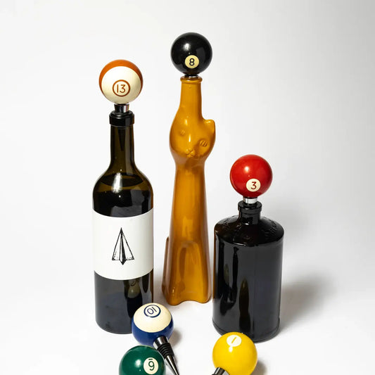 bottle stopper - vintage billiard ball (assorted) by the mustache cat made