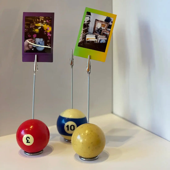 photo holder - vintage billiard ball (assorted) by the mustache cat made