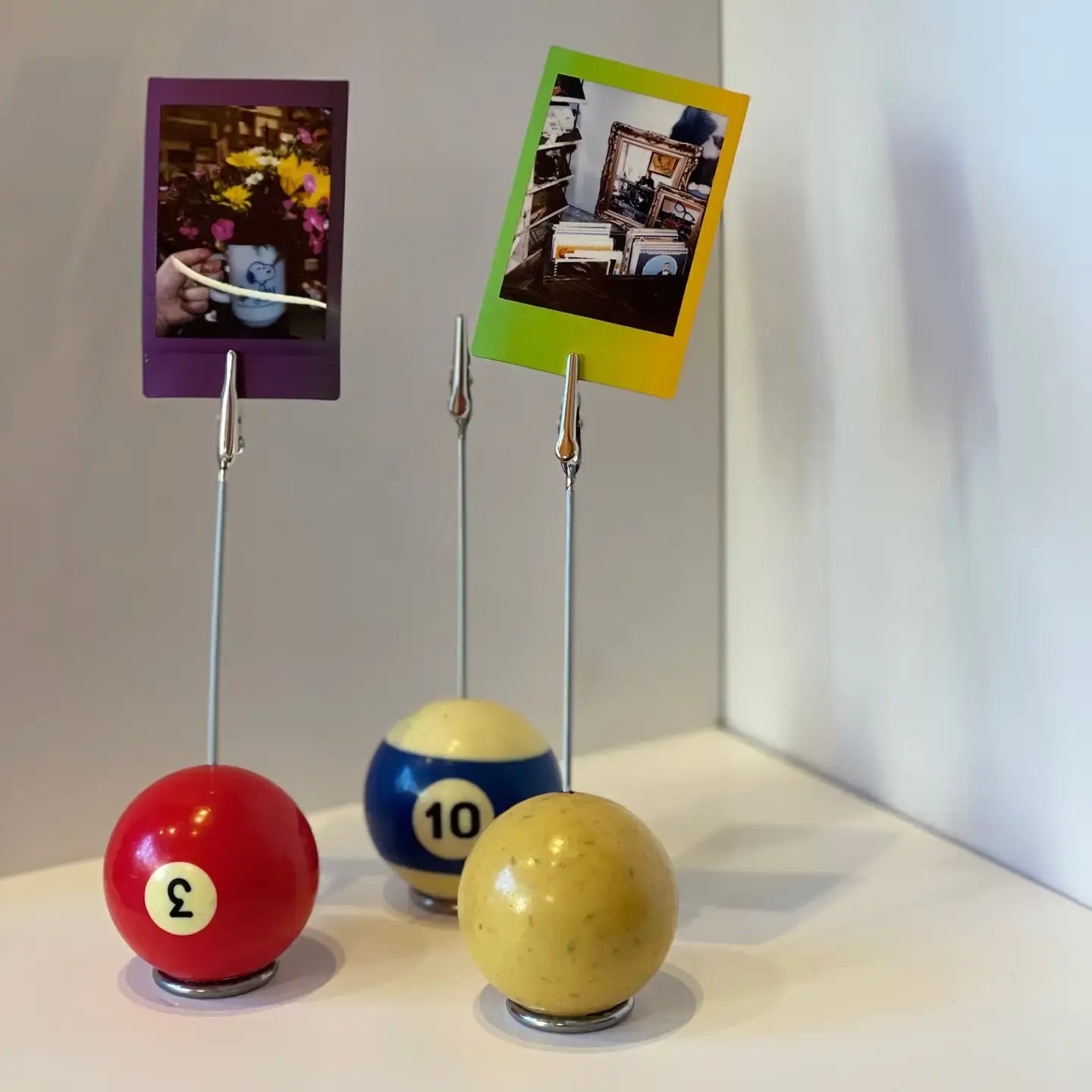 photo holder - vintage billiard ball (assorted) by the mustache cat made