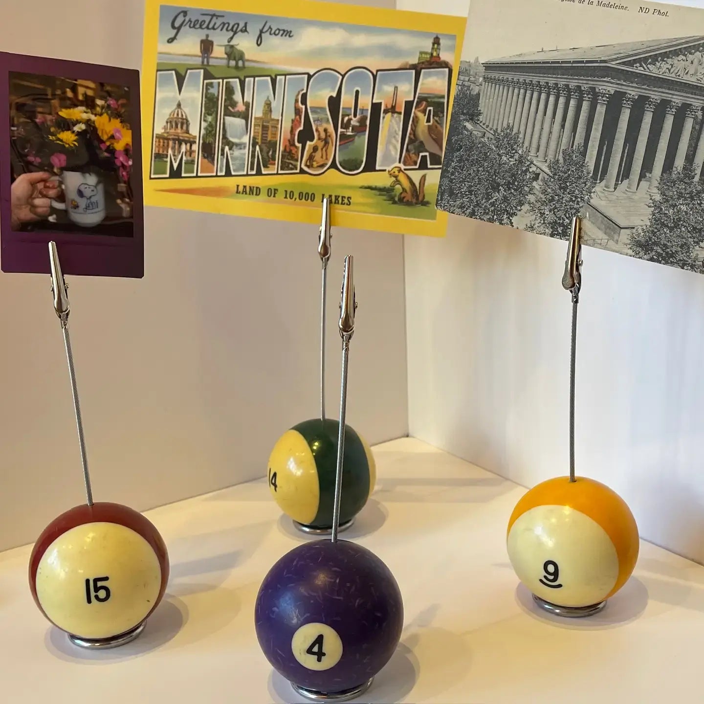 photo holder - vintage billiard ball (assorted) by the mustache cat made
