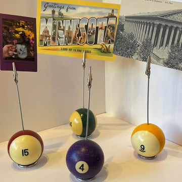 photo holder - vintage billiard ball (assorted) by the mustache cat made