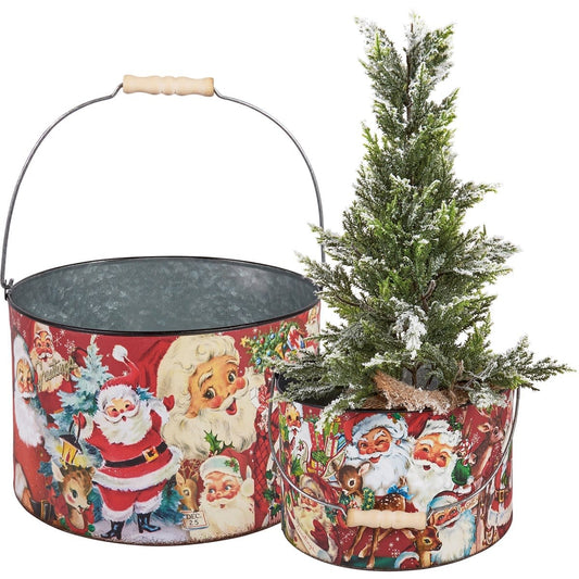 metal bucket - vintage christmas by primitives by kathy