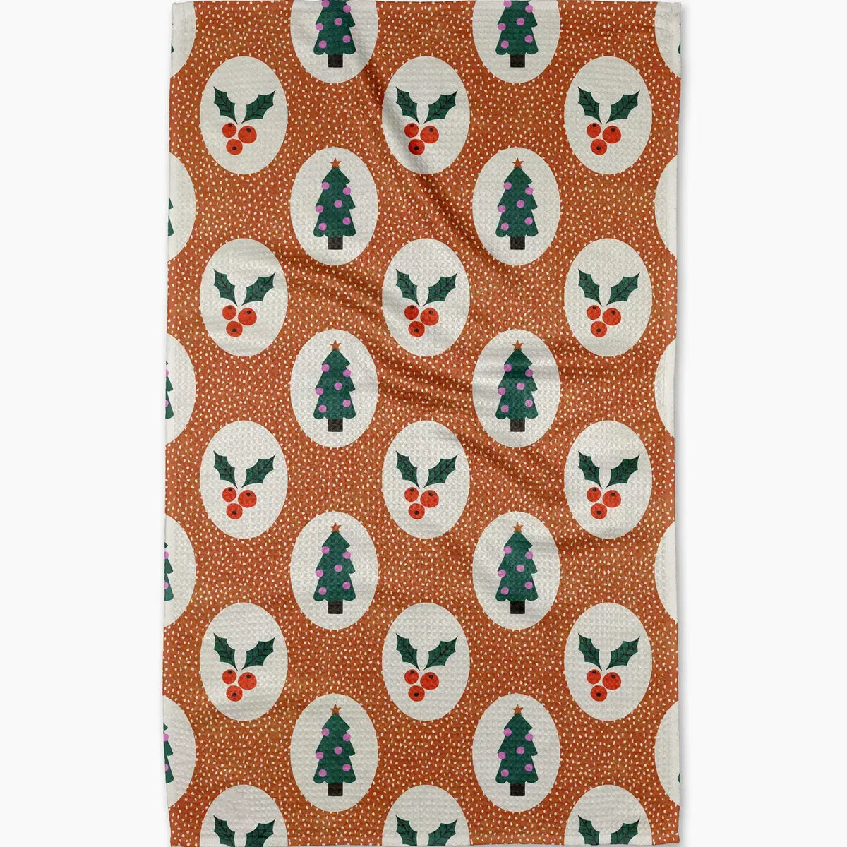 tea towel - microfiber holiday - vintage holly by geometry house