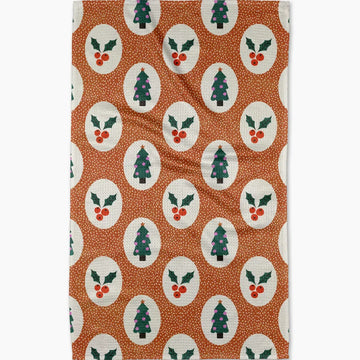 tea towel - microfiber holiday - vintage holly by geometry house