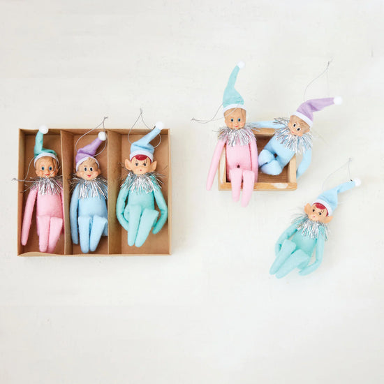 ornament - vintage elf reproduction (3 colors) by creative co-op