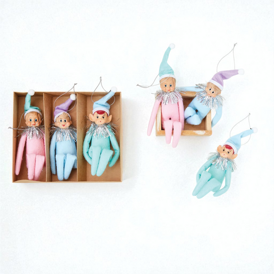 ornament - vintage elf reproduction (3 colors) by creative co-op