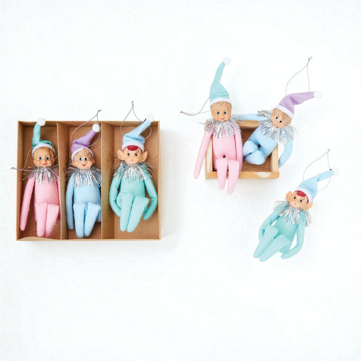 ornament - vintage elf reproduction (3 colors) by creative co-op