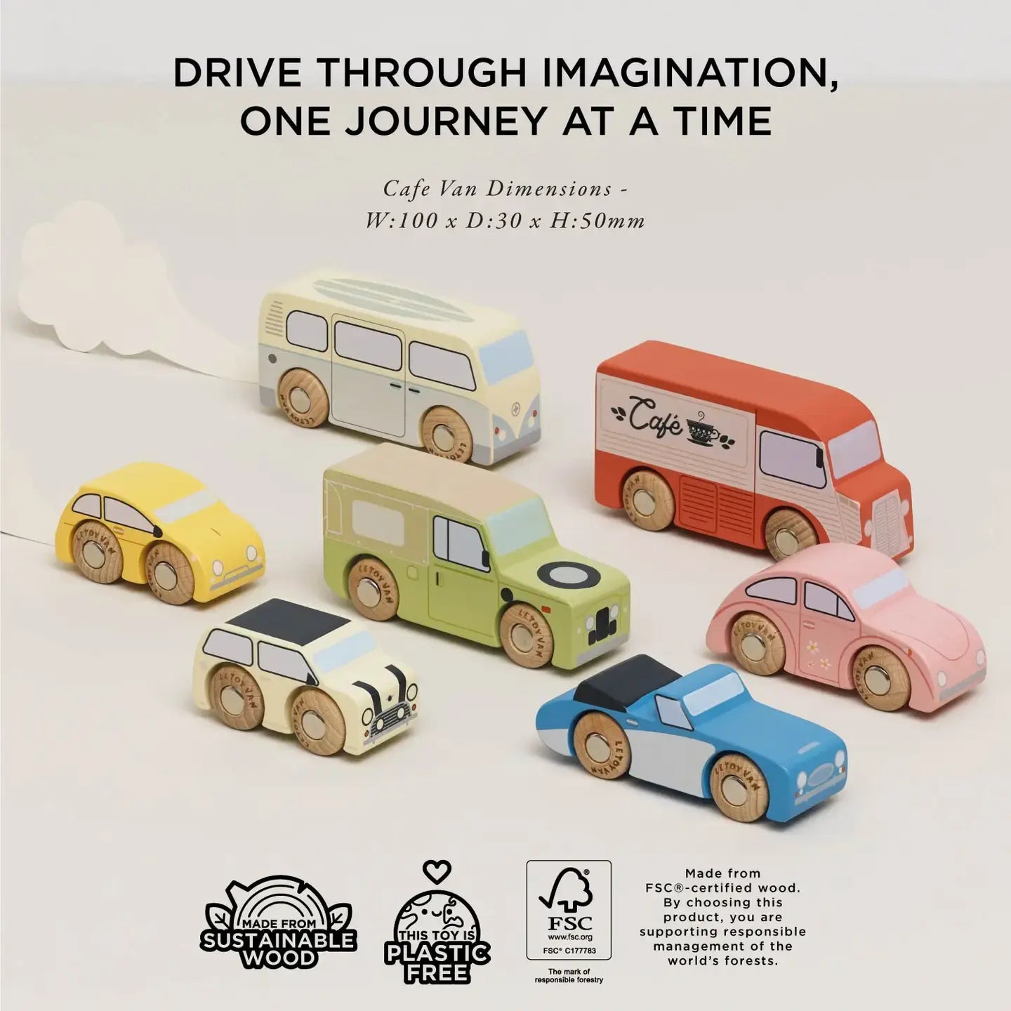 toy set - vintage cars - classic wooden by le toy van, inc.