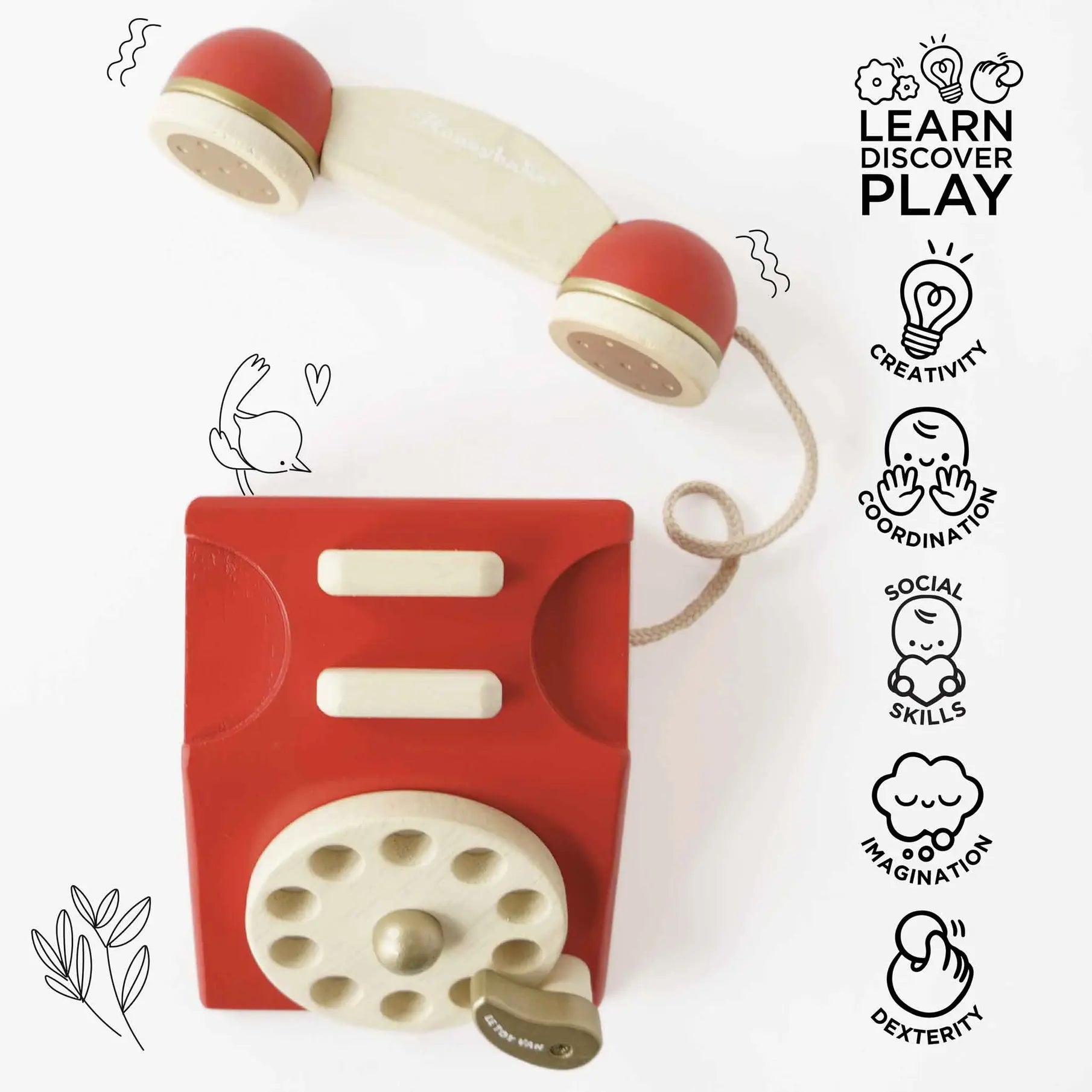 toy - vintage phone - classic wooden by le toy van, inc.
