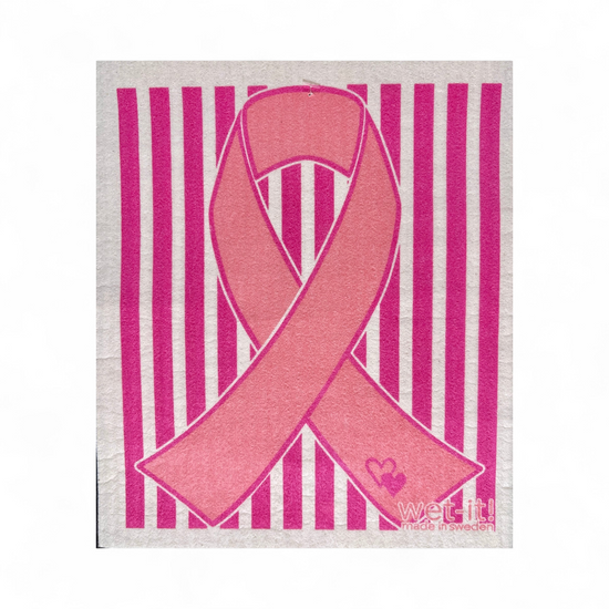 swedish dishcloth - pink ribbon for breast cancer awareness by wet-it!