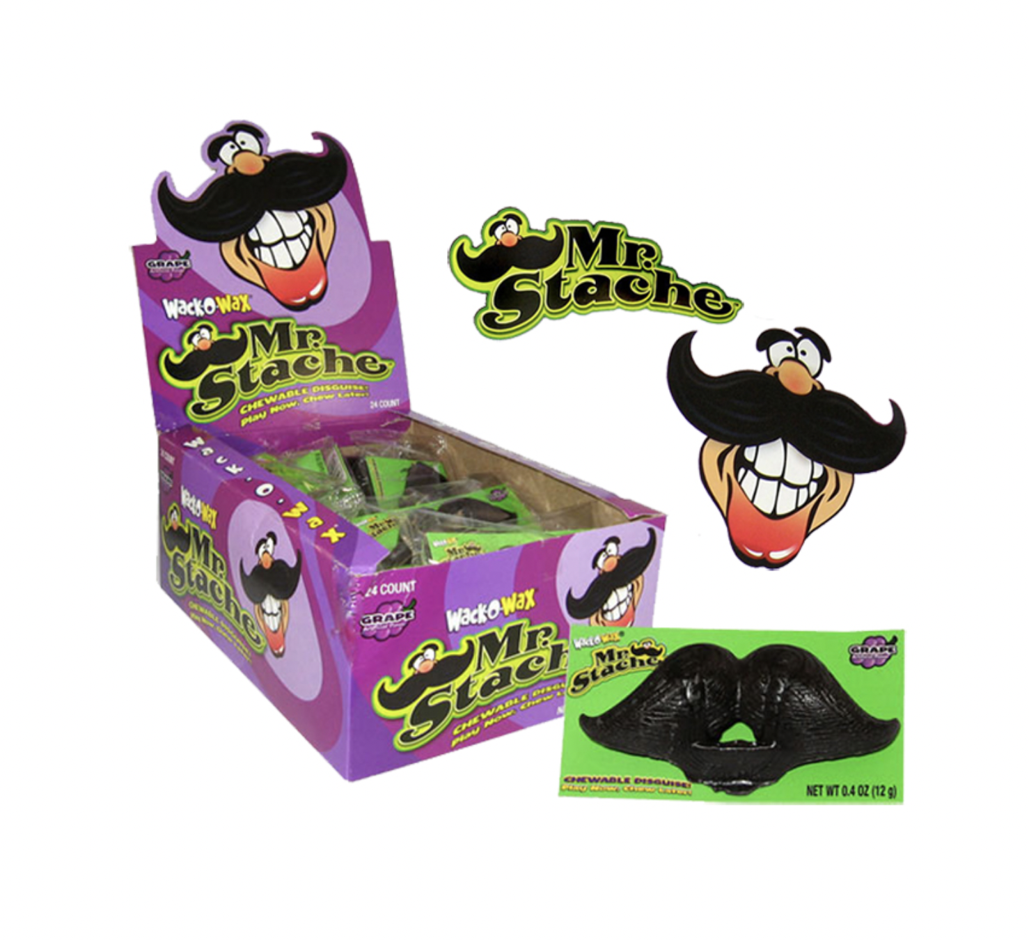 candy - wax mustache grape by redstone foods inc