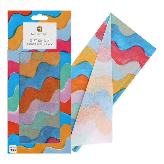 tissue paper - wavy multicolor - 4 sheets by talking tables, usa