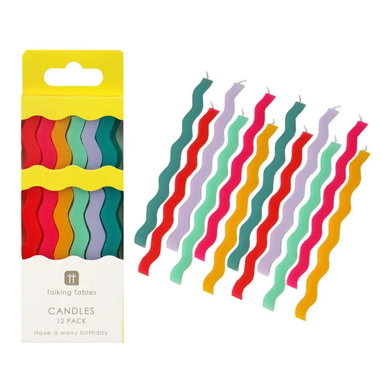 candles - birthday wavy tall - 12 pack by talking tables, usa