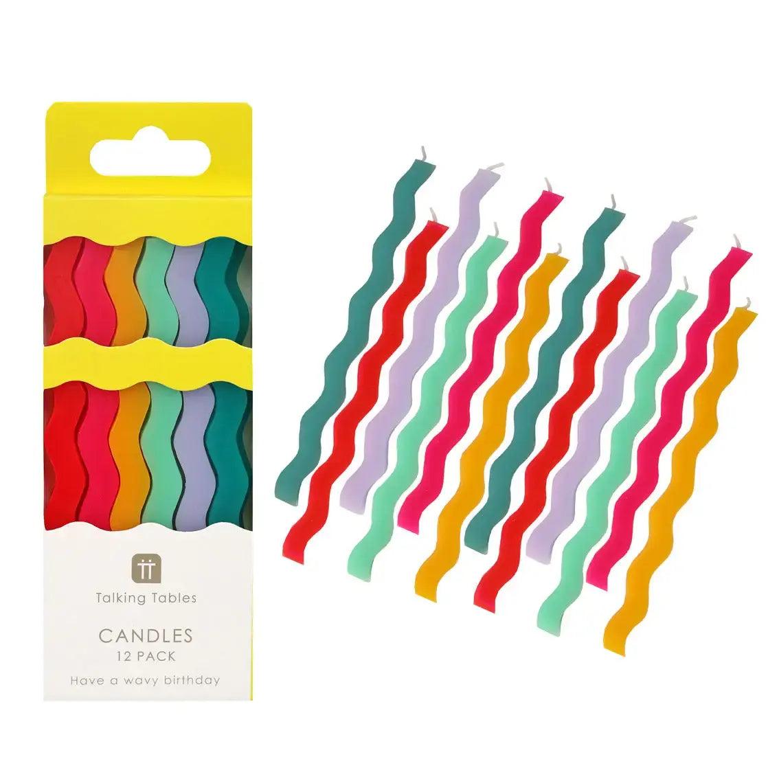 candles - birthday wavy tall - 12 pack by talking tables, usa