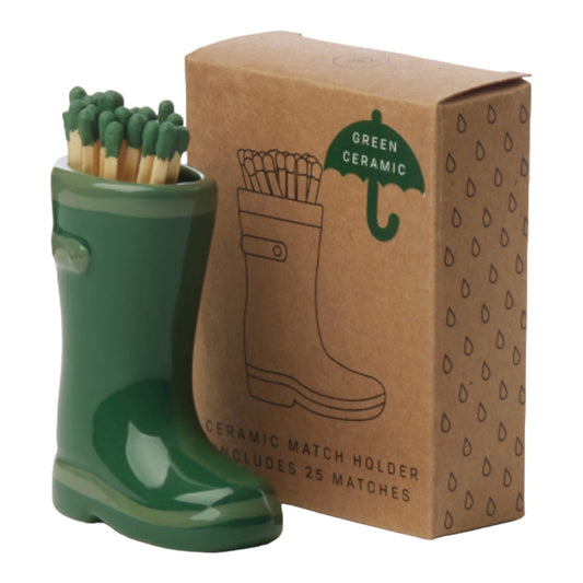 match holder - ceramic - wellington rain boot - dark green by paddywax