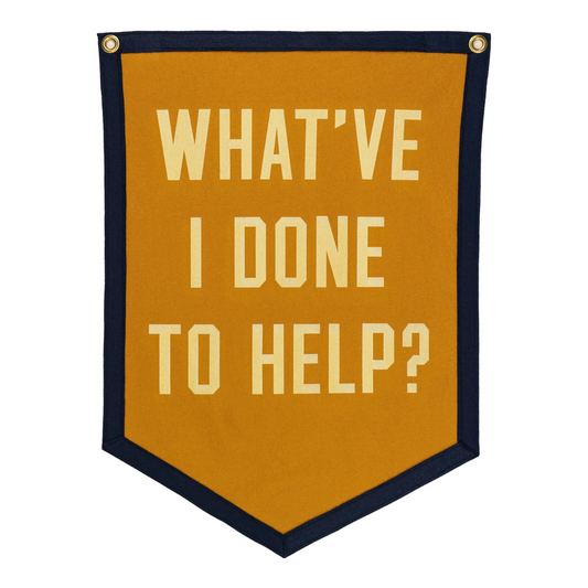 banner - camp flag - what've i done to help? by oxford pennant