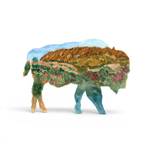 art print - 8x10 - bison outline/wichita mountains (watercolor) by scissortail prints co.