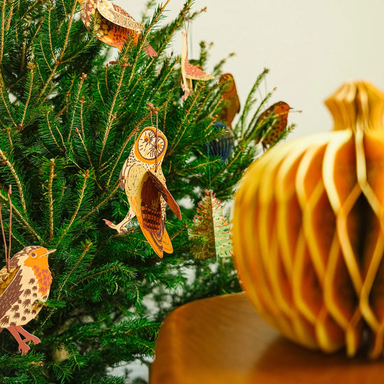 ornaments - recycled cotton paper - winter birds by east end press