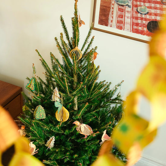ornaments - recycled cotton paper - winter birds by east end press