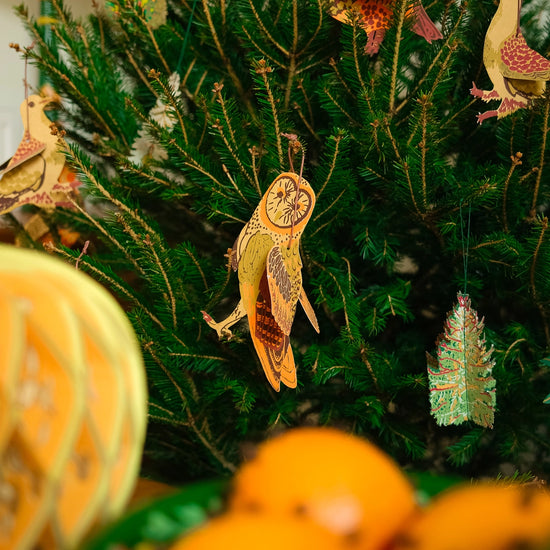 ornaments - recycled cotton paper - winter birds by east end press