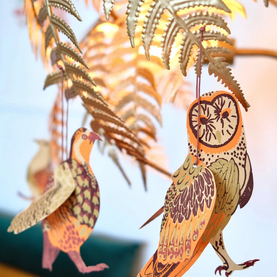 ornaments - recycled cotton paper - winter birds by east end press