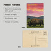 postcard - wood - bison sunset by lantern press