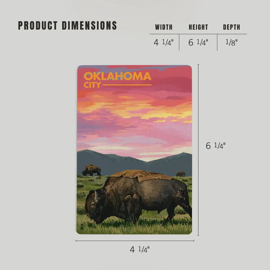postcard - wood - bison sunset by lantern press