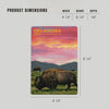 postcard - wood - bison sunset by lantern press