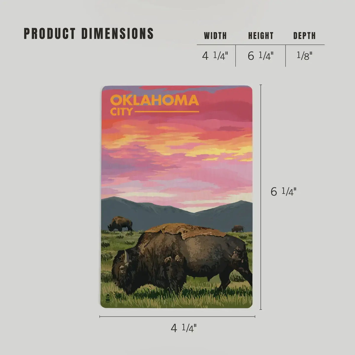 postcard - wood - bison sunset by lantern press